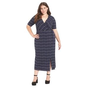 Lane Bryant Women's Perfect Sleeve Belted Midi Dress Size 14/16‎